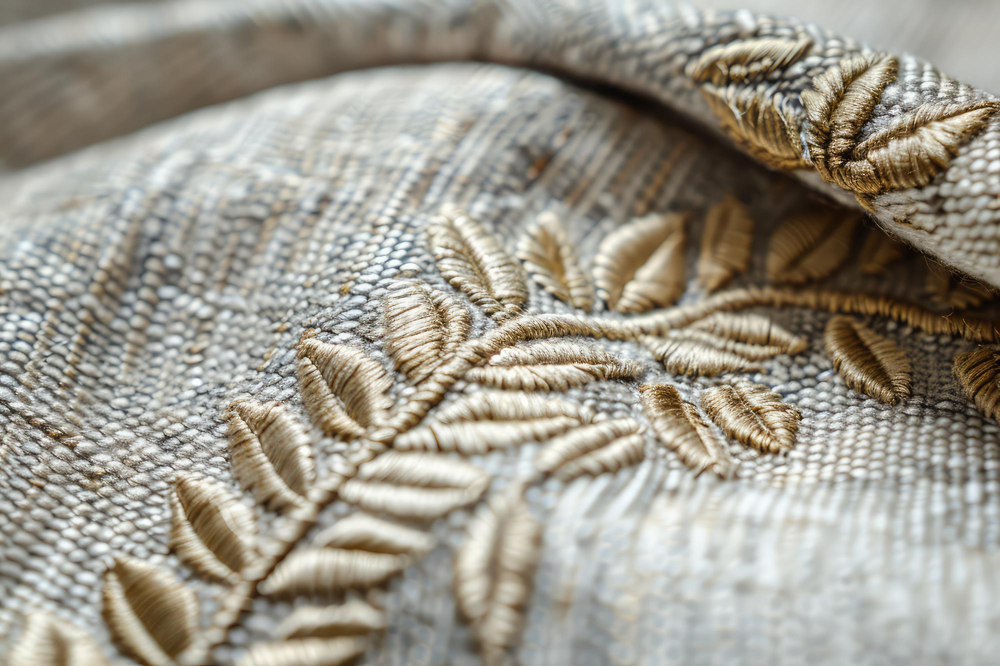 close-up modern embroidery on linen